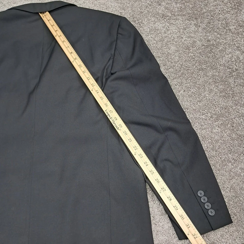 Vittorio‎ St Angelo Mens Black 3 Button Blazer Jacket with Pocket Square Detail